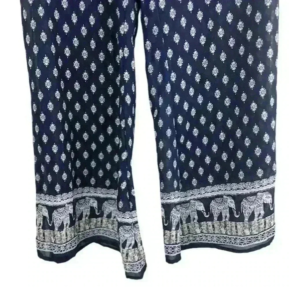 Live for Truth Women's Blue & White Elephant Print Palazzo Pants Size S boho - Picture 3 of 13